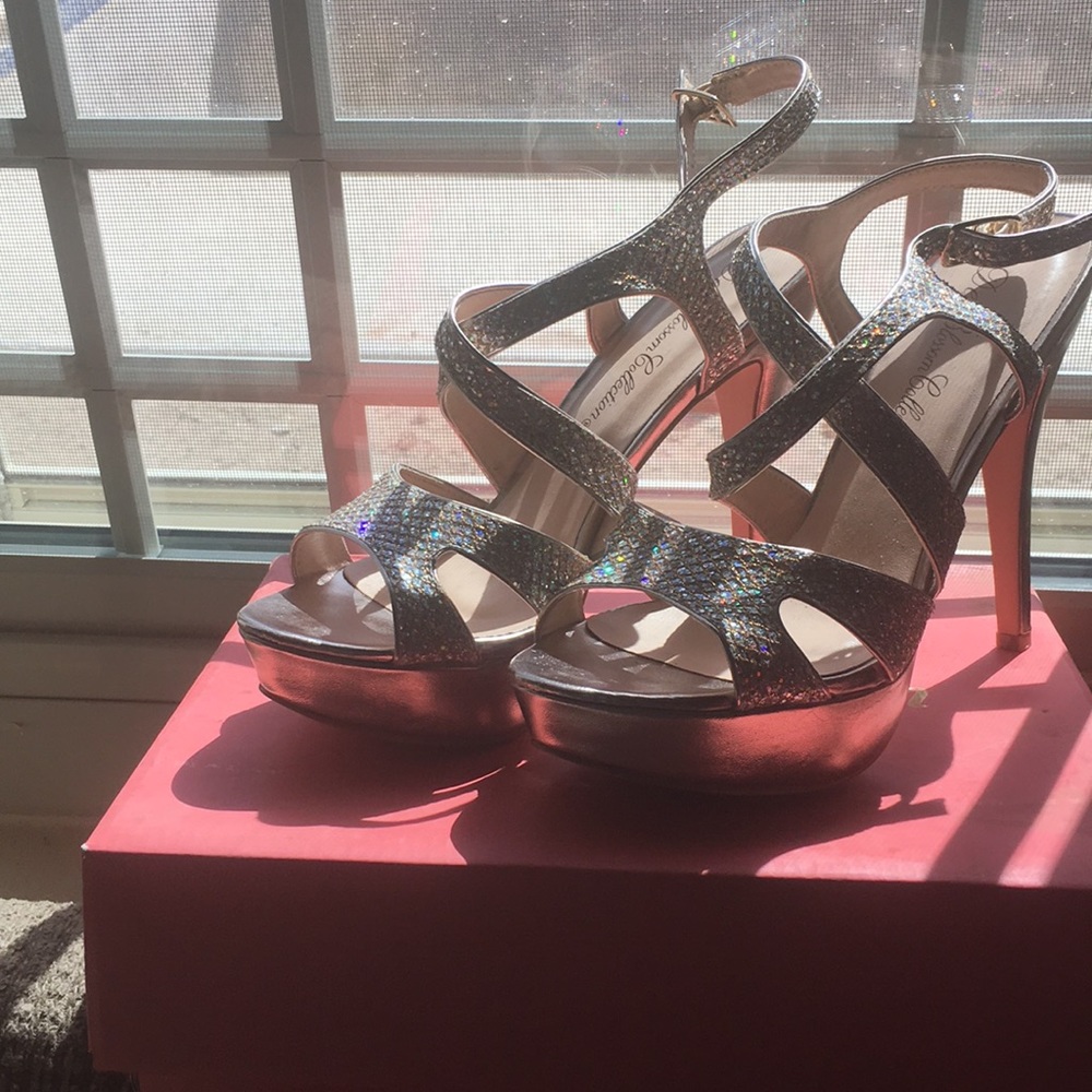 Nude sparkle high heels 8 1/2